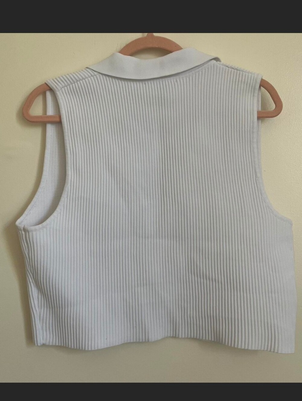 Sincerely Jules White Ribbed Cropped Polo Tank - Picture 2 of 3
